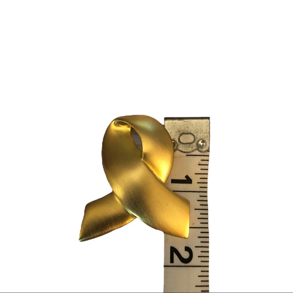 Brushed Gold Tone Awareness Ribbon Brooch - Picture 5 of 5